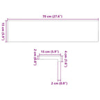 Davanzali 2 pz Legno Massello di Rovere Non Trattati 70x15x2 cm