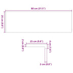 Davanzali 2 pz Non Trattati 80x25x2 cm Legno Massello di Rovere