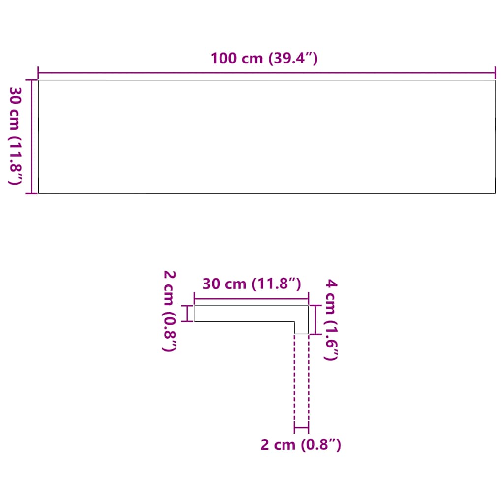 Davanzali 2 pz Non Trattati 100x30x2cm Legno Massello di Rovere