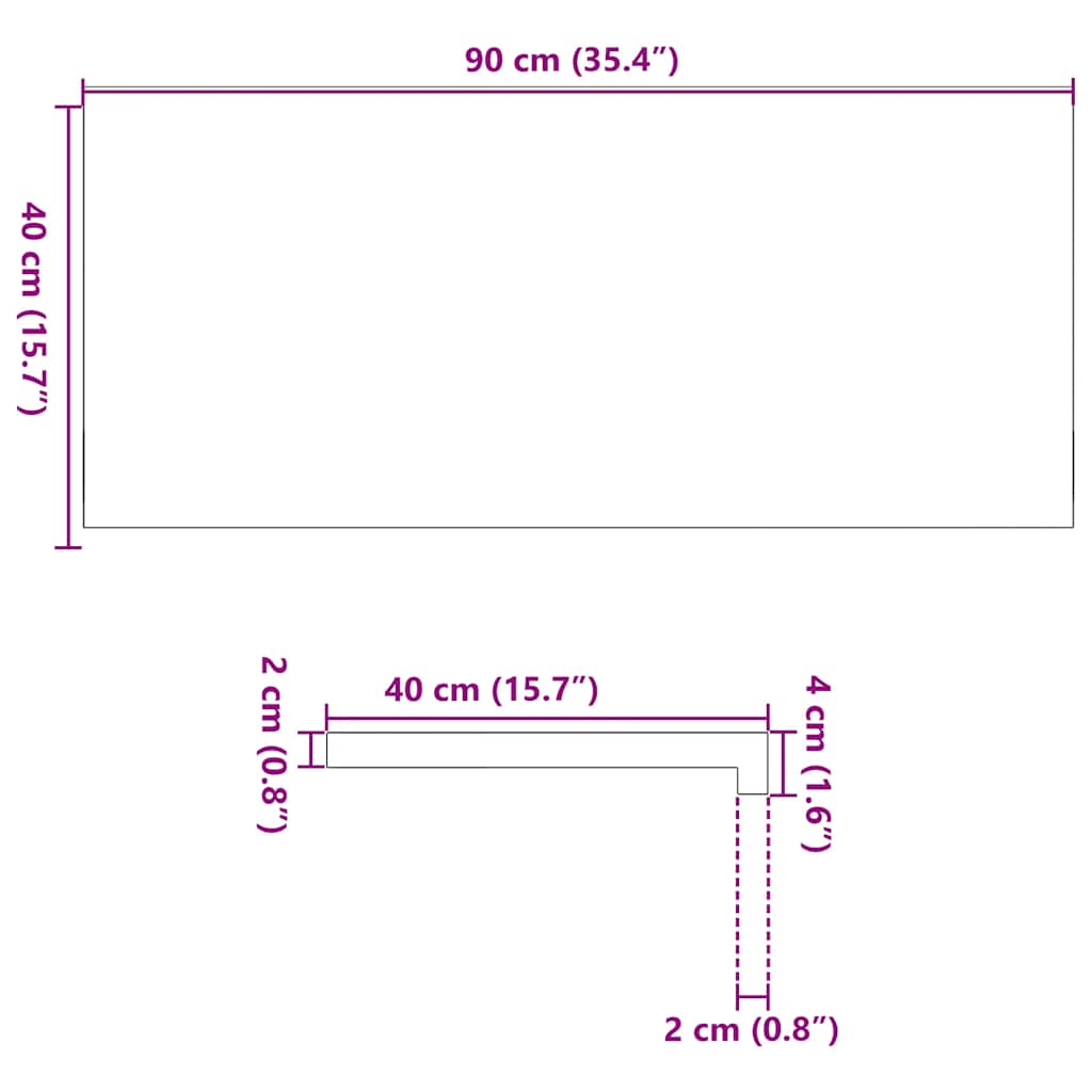 Davanzali 2 pz Legno Massello di Rovere Non Trattati 90x40x2 cm