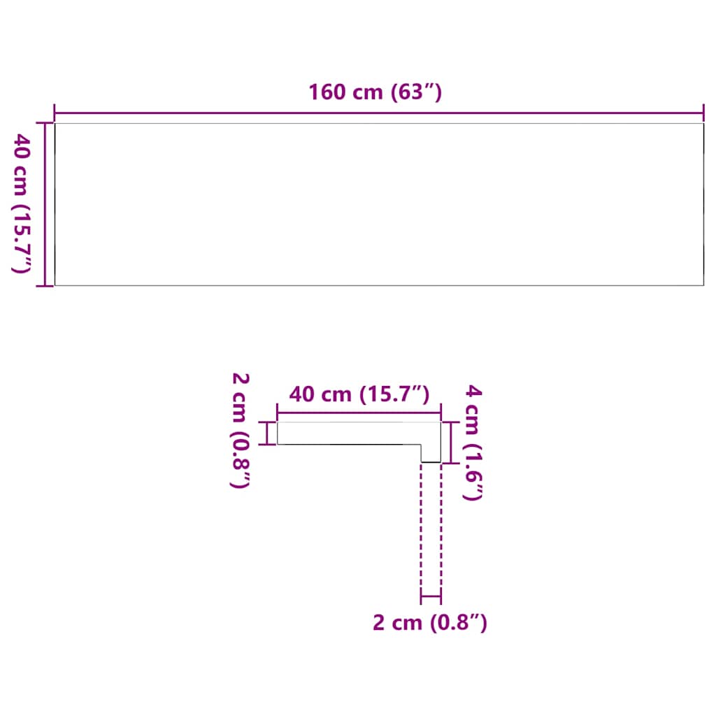 Davanzali 2 pz Non Trattati 160x40x2 cm Legno Massello di Rovere