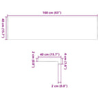 Davanzali 2 pz Non Trattati 160x40x2 cm Legno Massello di Rovere