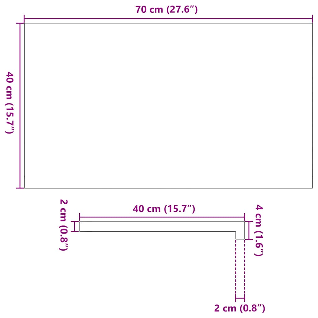 Davanzale in Legno Massello Rovere 70x40x2 cm Marrone Chiaro - Confezione 2 pz