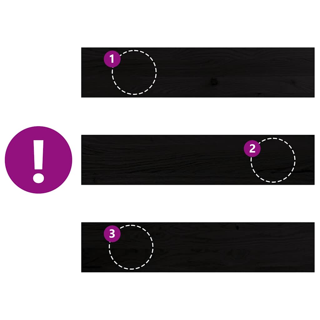 Davanzale in Legno Massello di Rovere 70x15x2 cm Marrone-nero - Confezione 2 pz