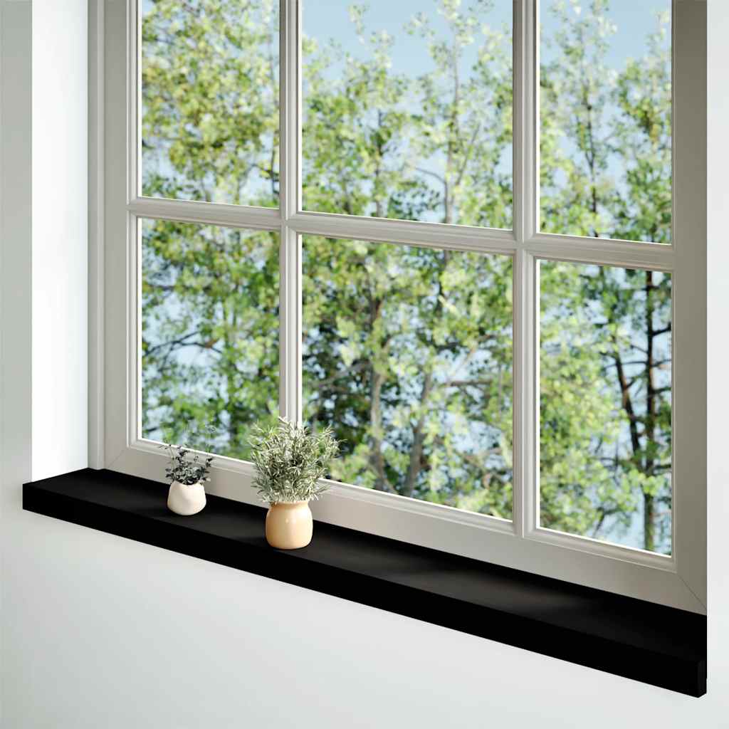 Davanzali in legno massello rovere 140x15x2 cm marrone-nero set 2 pz