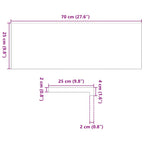 Davanzale in Legno Massello Rovere 70x25x2 cm Marrone-nero - Confezione 2 pz