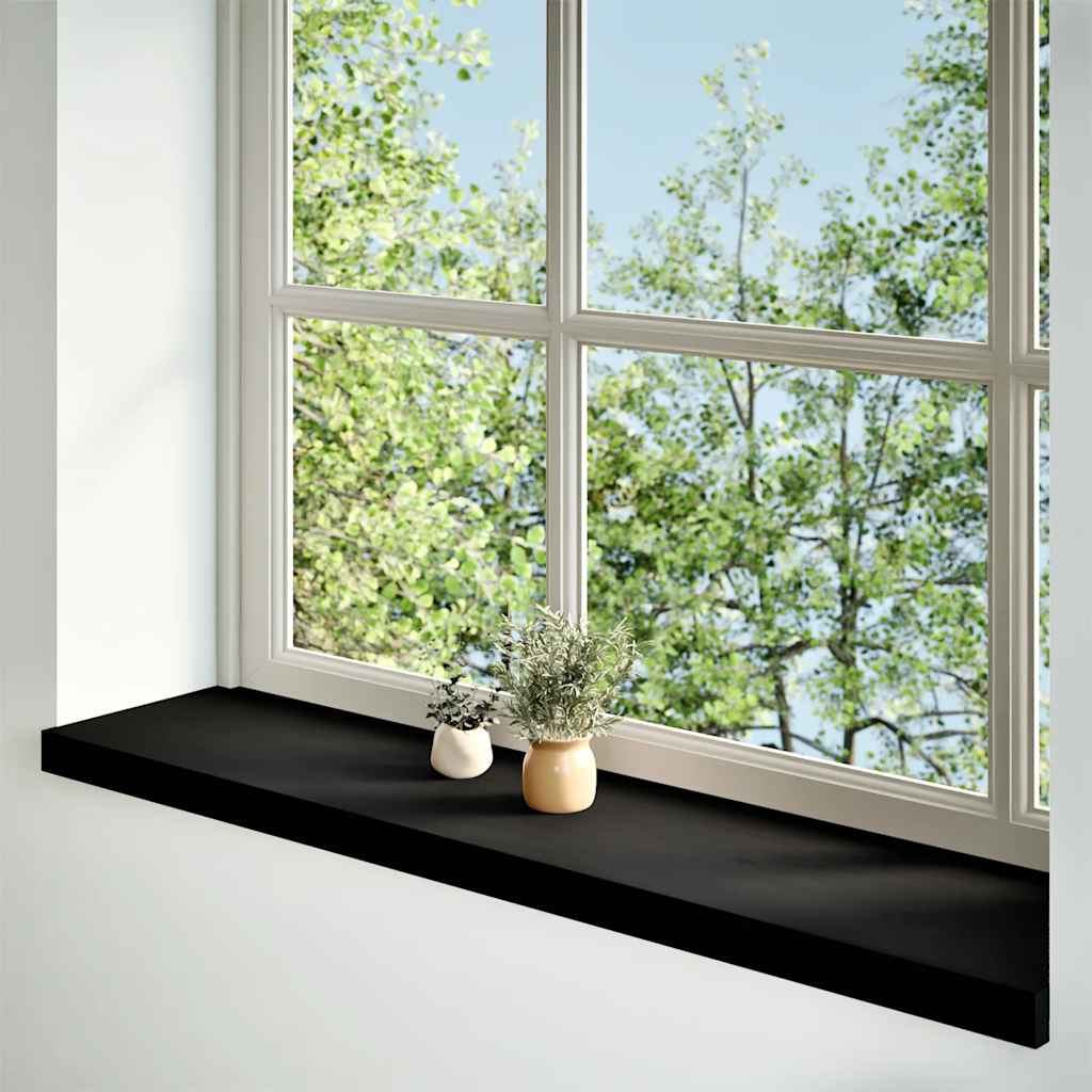 Davanzale in Legno Massello Rovere 100x25x2 cm Marrone-nero - Set 2 Pezzi