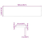 Davanzale in Legno Massello Rovere 100x25x2 cm Marrone-nero - Set 2 Pezzi