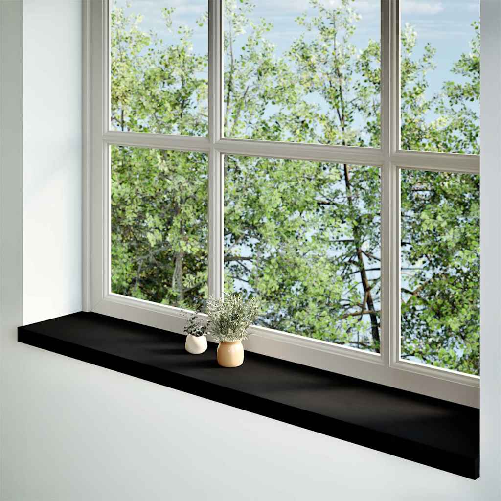Davanzale in Legno Massello Rovere 140x25x2 cm Marrone-nero - Set 2 pz