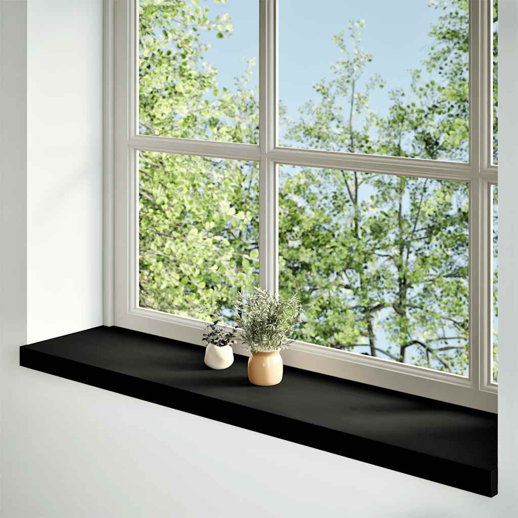 Davanzale in Legno Massello Rovere 110x30x2 cm Marrone-nero - Confezione 2 pz