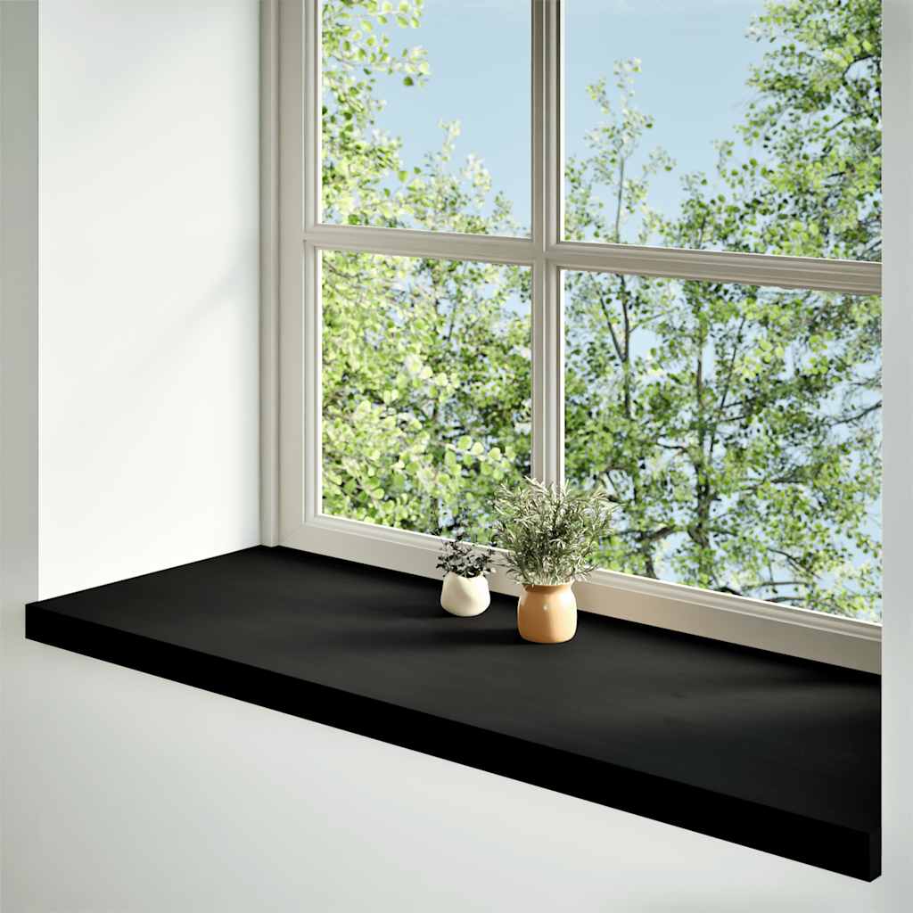 Davanzale in Legno Massello Rovere 100x40x2 cm Marrone-nero - Set 2 pz