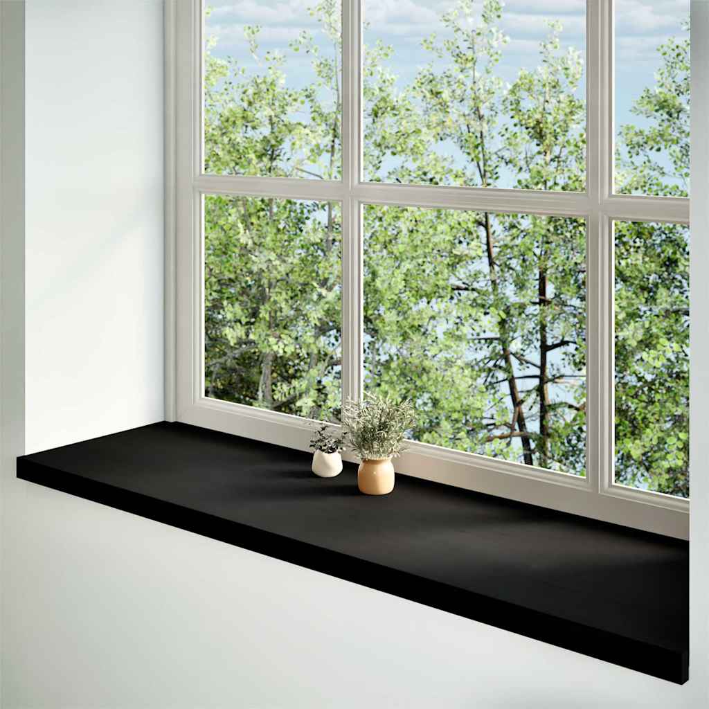 Davanzale in Legno Massello di Rovere 140x40x2 cm Marrone-nero - 2 pezzi