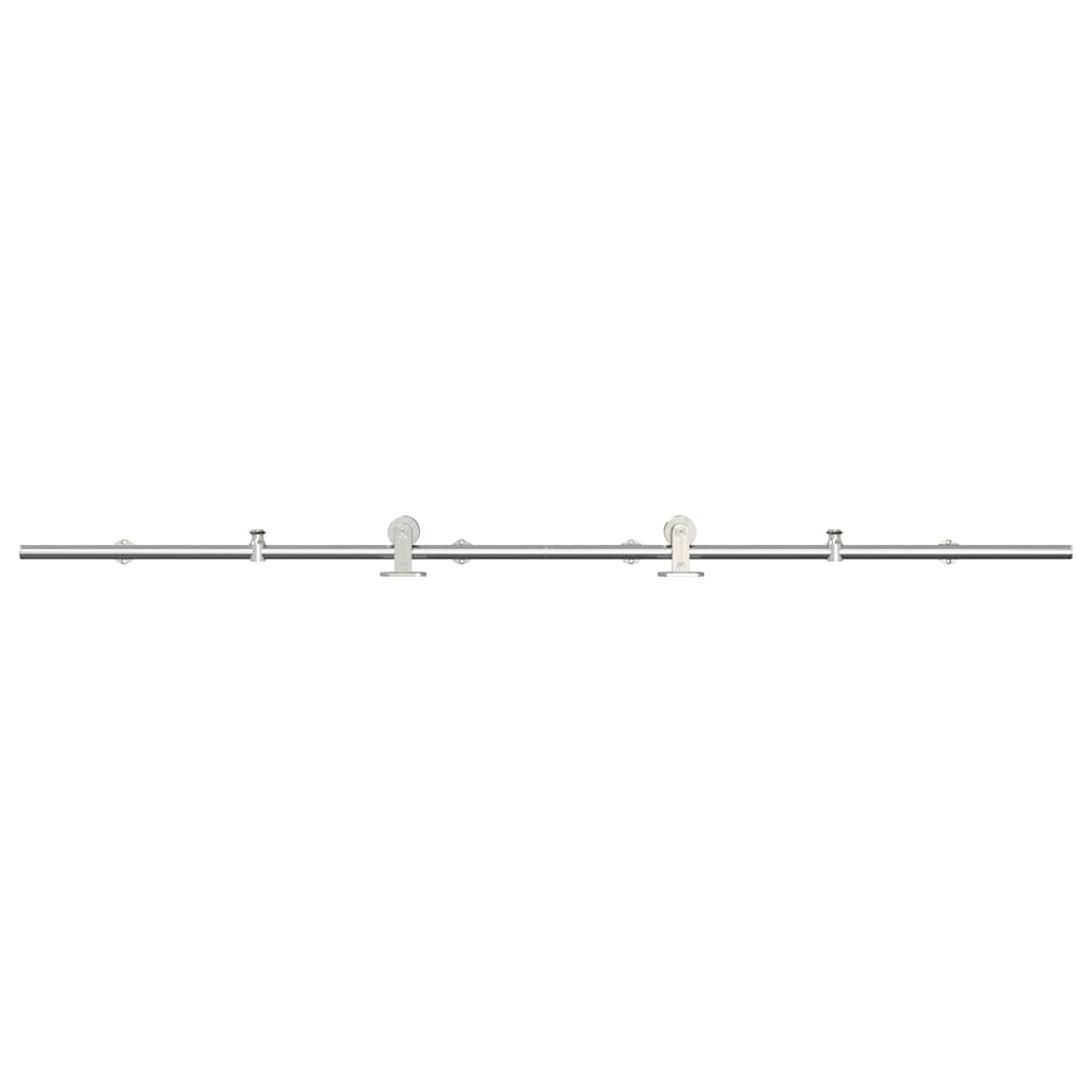 Kit Binari Porta Scorrevole 200 cm Acciaio Inossidabile Argento