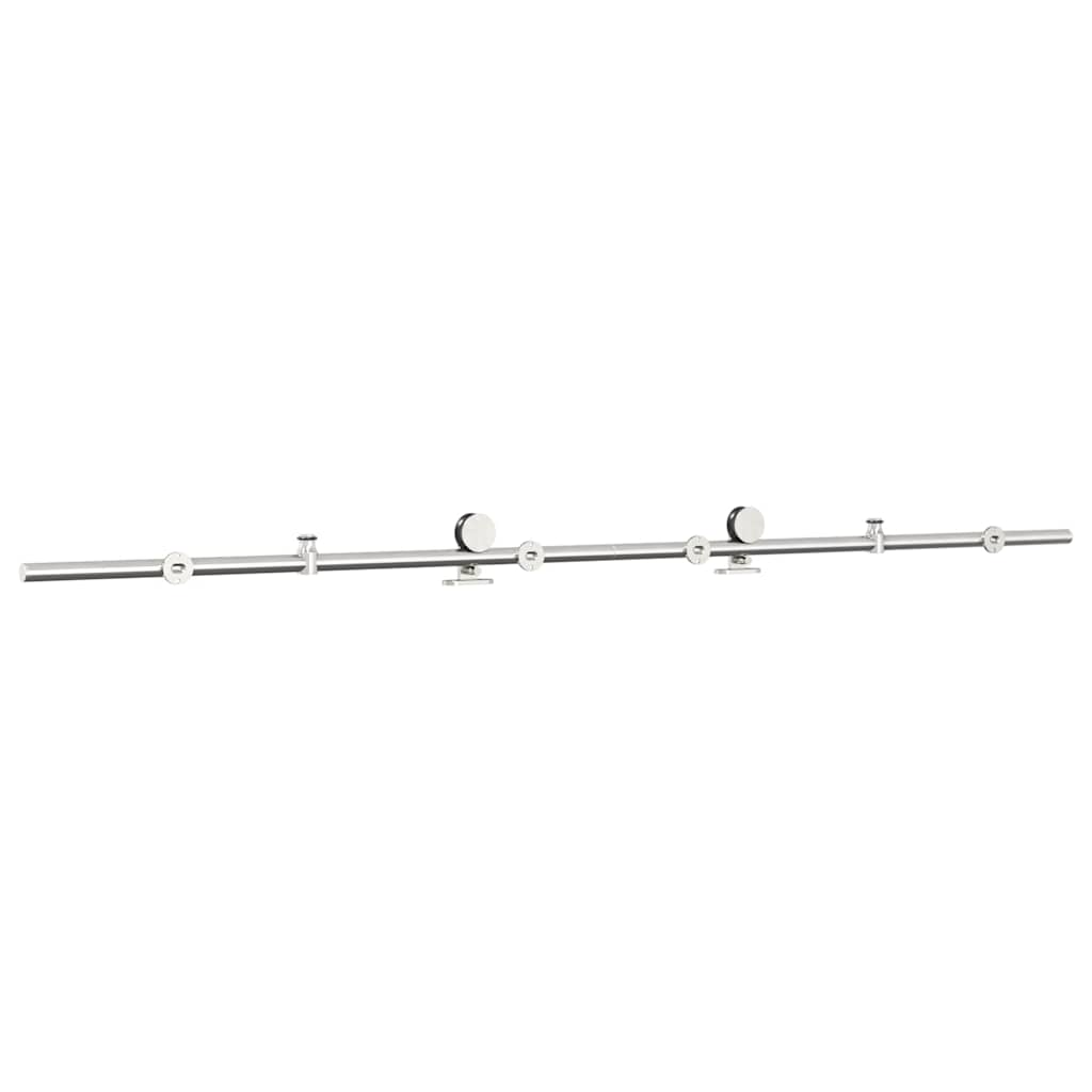 Kit Binari Porta Scorrevole 200 cm Acciaio Inossidabile Argento