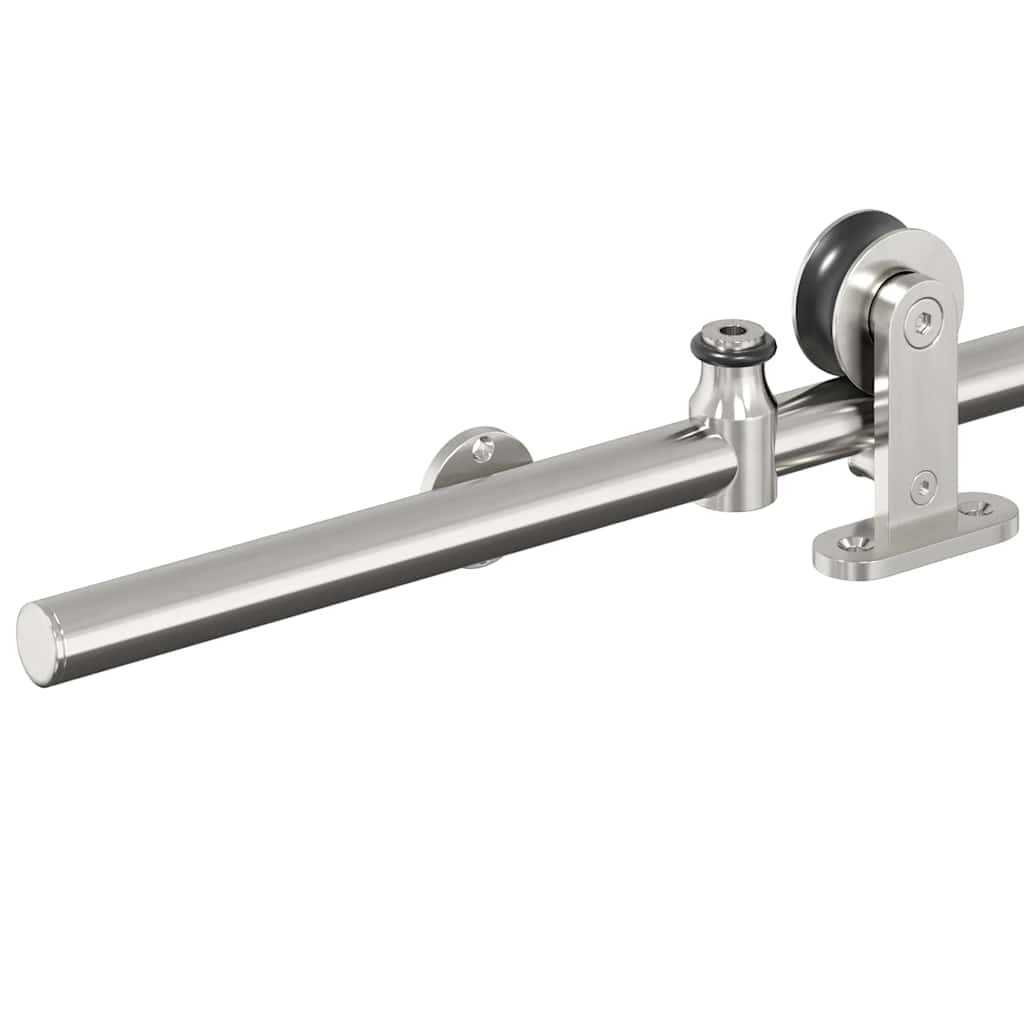 Kit Binari Porta Scorrevole 200 cm Acciaio Inossidabile Argento