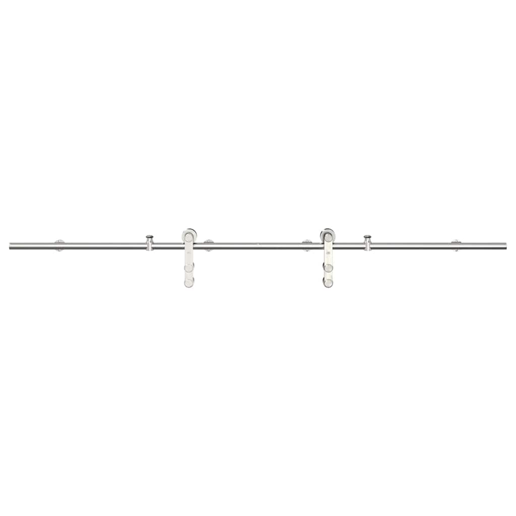 Kit Binari Porta Scorrevole 200 cm Acciaio Inossidabile Argento