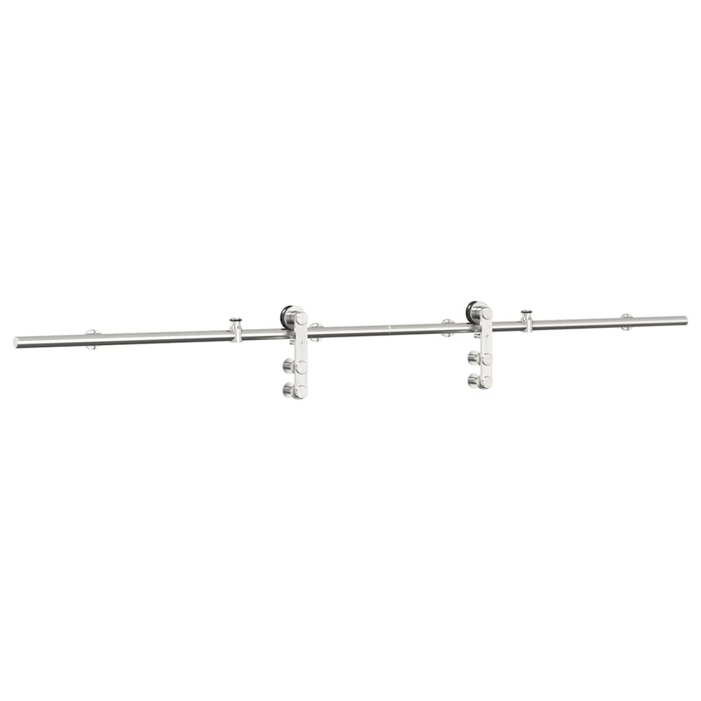 Kit Binari Porta Scorrevole 200 cm Acciaio Inossidabile Argento