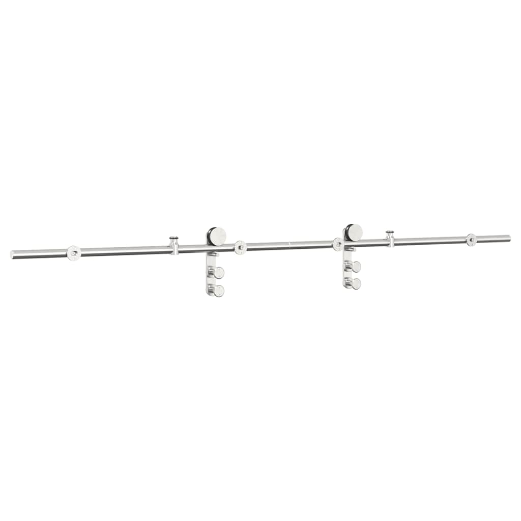 Kit Binari Porta Scorrevole 200 cm Acciaio Inossidabile Argento