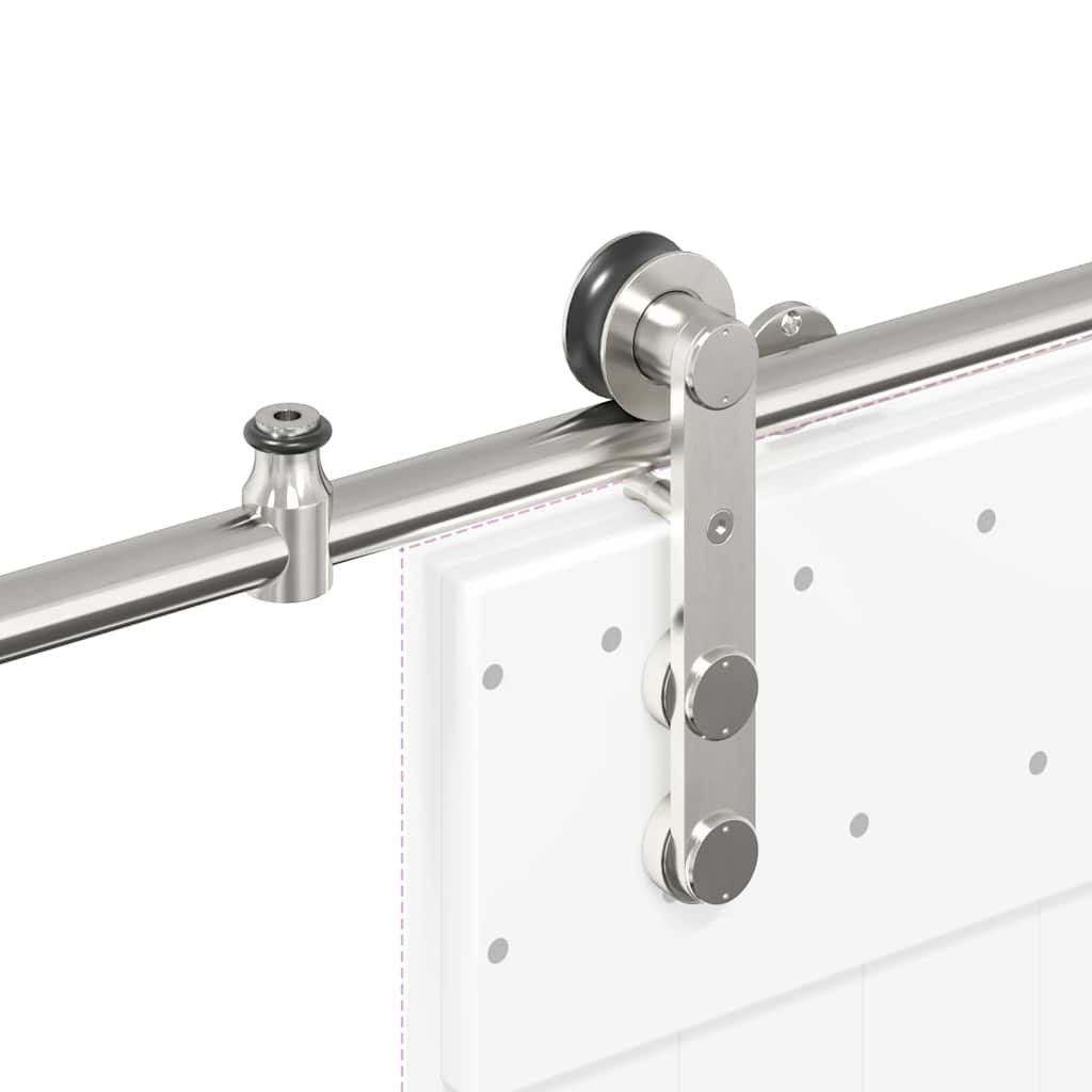 Kit Binari Porta Scorrevole 200 cm Acciaio Inossidabile Argento