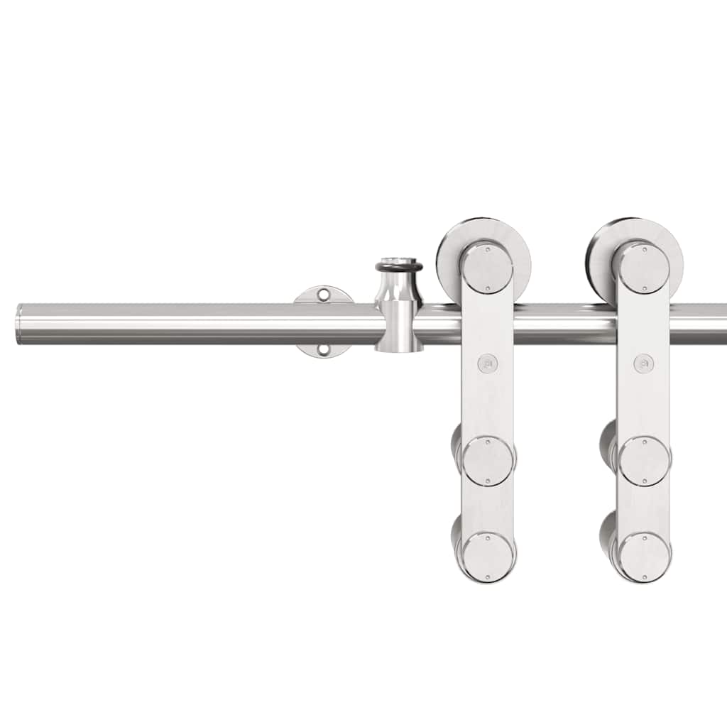 Kit Binari Porta Scorrevole 200 cm Acciaio Inossidabile Argento