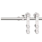 Kit Binari Porta Scorrevole 200 cm Acciaio Inossidabile Argento