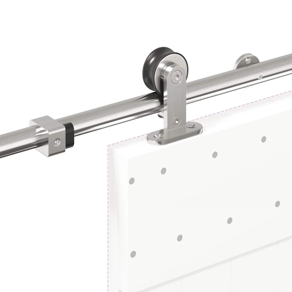 Kit Binari Porta Scorrevole 183 cm Acciaio Inossidabile Argento