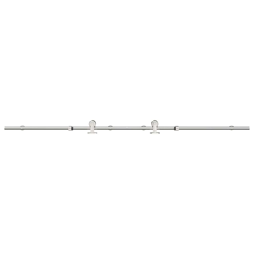 Kit Binari Porta Scorrevole 200 cm Acciaio Inossidabile Argento