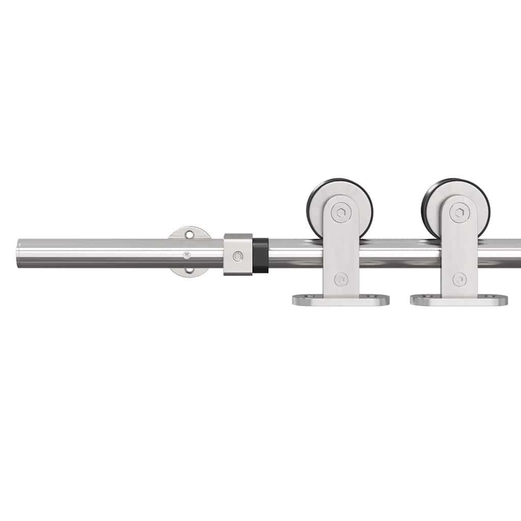 Kit Binari Porta Scorrevole 200 cm Acciaio Inossidabile Argento