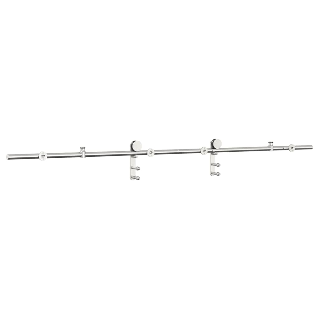 Kit Binari Porta Scorrevole 200 cm Acciaio Inossidabile Argento