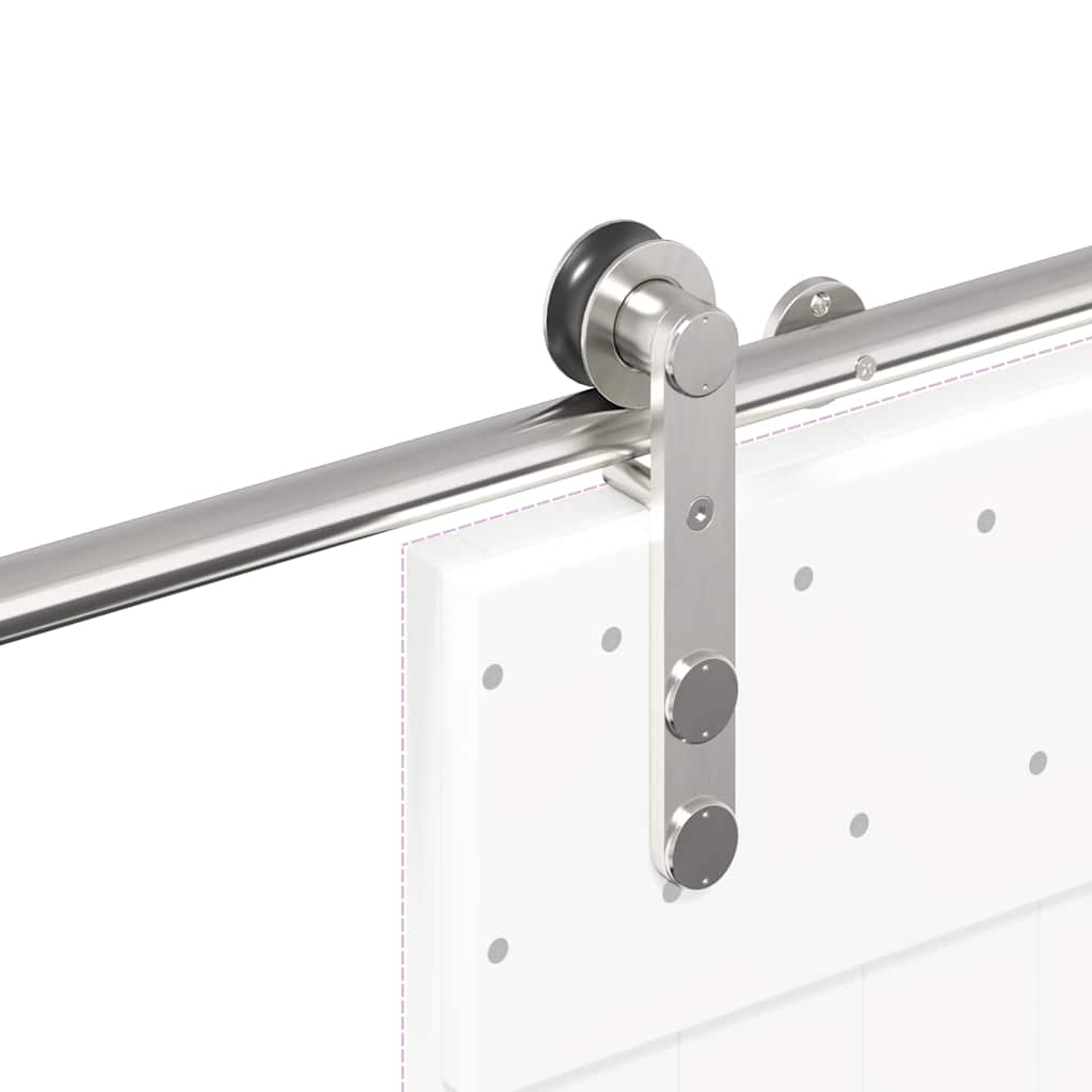 Kit Binari Porta Scorrevole 200 cm Acciaio Inossidabile Argento