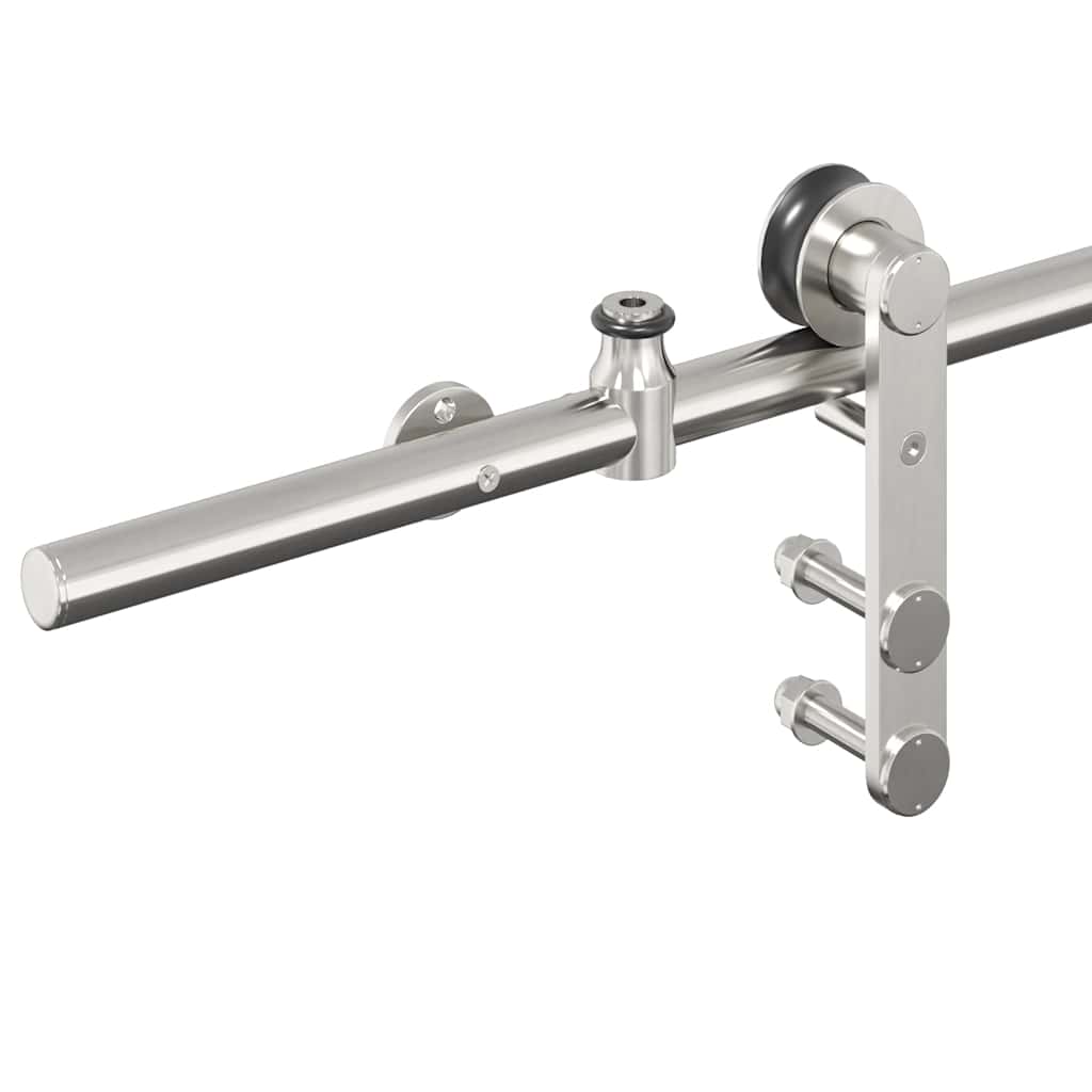 Kit Binari Porta Scorrevole 200 cm Acciaio Inossidabile Argento