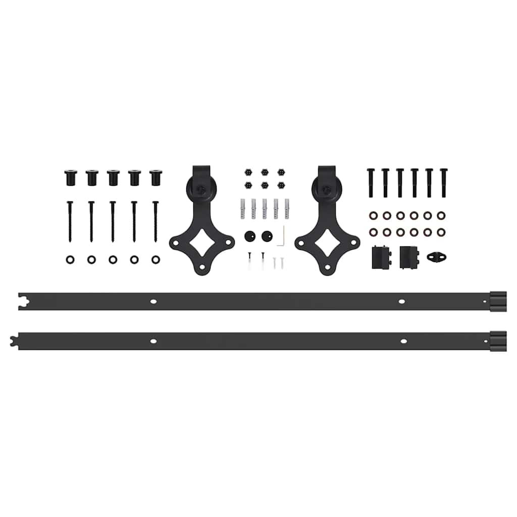 Kit di Binari per Porte Scorrevoli 213,5 cm Acciaio Nero