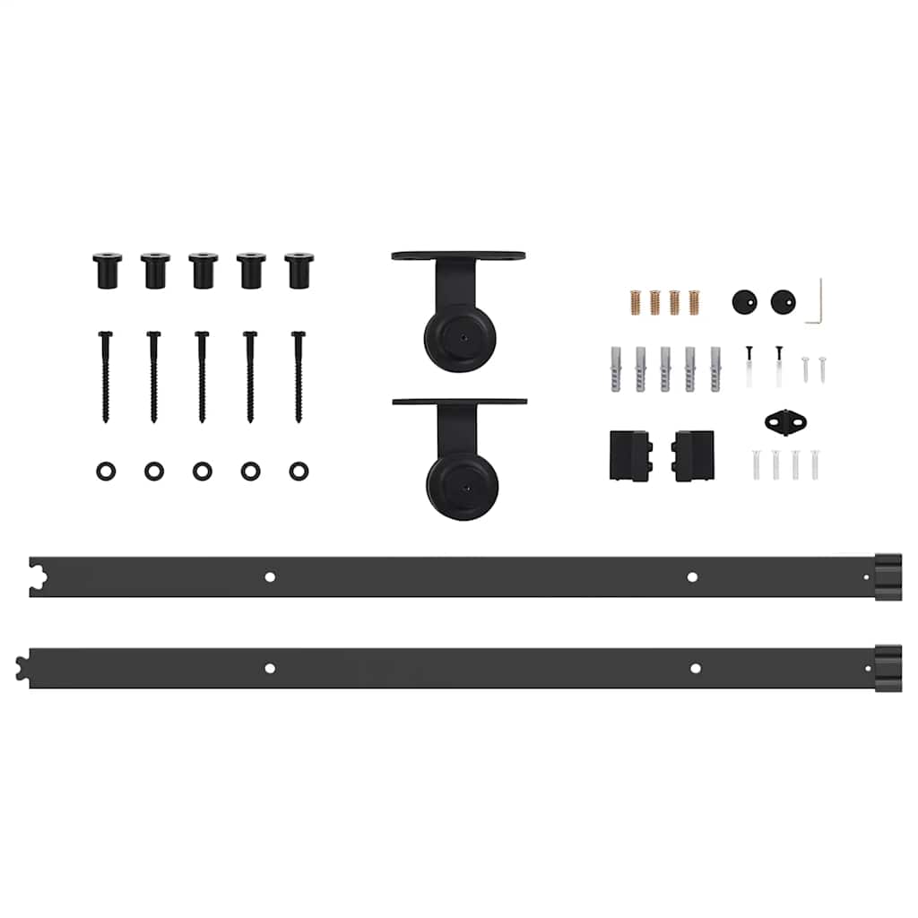 Kit di Binari per Porte Scorrevoli 213,5 cm Acciaio Nero
