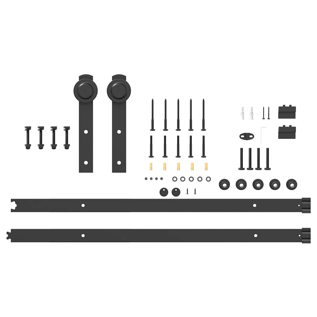 Kit di Binari per Porte Scorrevoli 183 cm Acciaio Nero