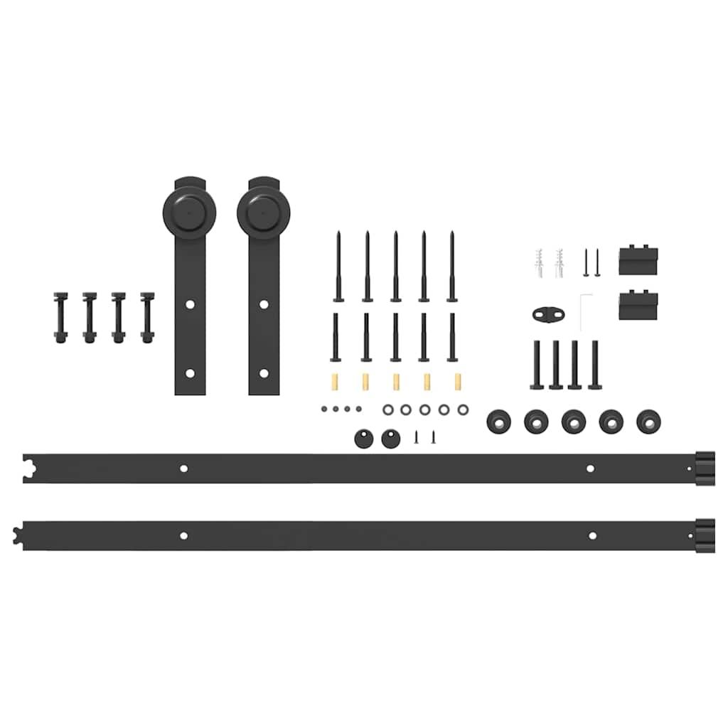 Kit di Binari per Porte Scorrevoli 200 cm Acciaio Nero