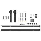 Kit di Binari per Porte Scorrevoli 200 cm Acciaio Nero