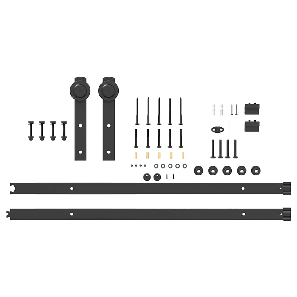 Kit di Binari per Porte Scorrevoli 213,5 cm Acciaio Nero