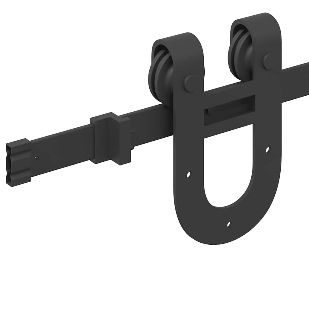 Kit di Binari per Porte Scorrevoli 200 cm Acciaio Nero