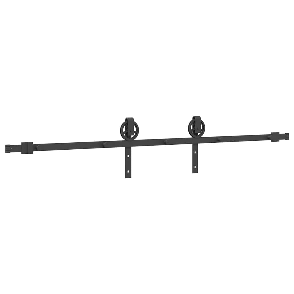 Kit di Binari per Porte Scorrevoli 200 cm Acciaio Nero