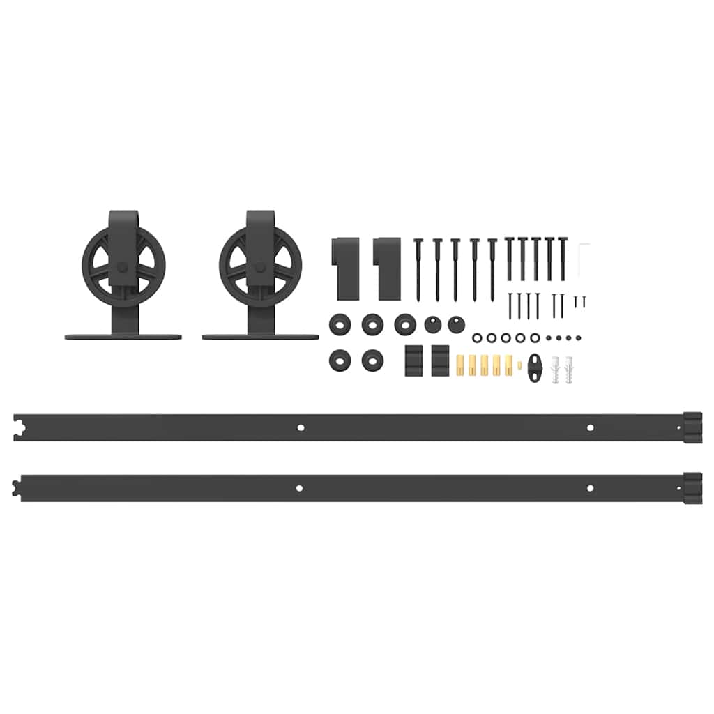 Kit di Binari per Porte Scorrevoli 200 cm Acciaio Nero