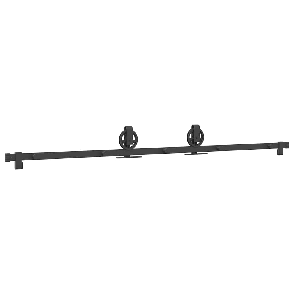 Kit di Binari per Porte Scorrevoli 200 cm Acciaio Nero
