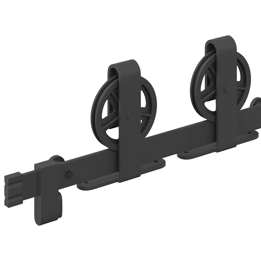 Kit di Binari per Porte Scorrevoli 200 cm Acciaio Nero