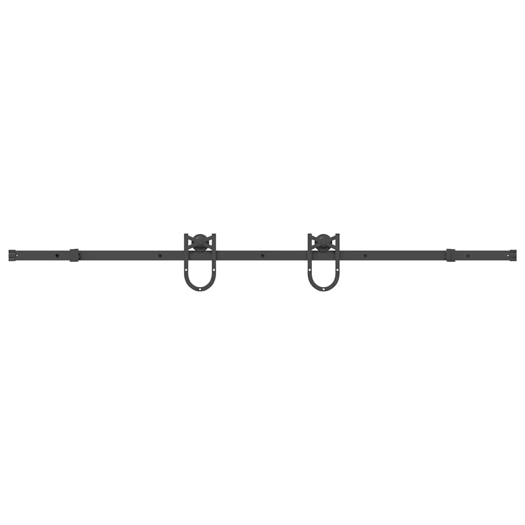 Kit di Binari per Porte Scorrevoli 200 cm Acciaio Nero