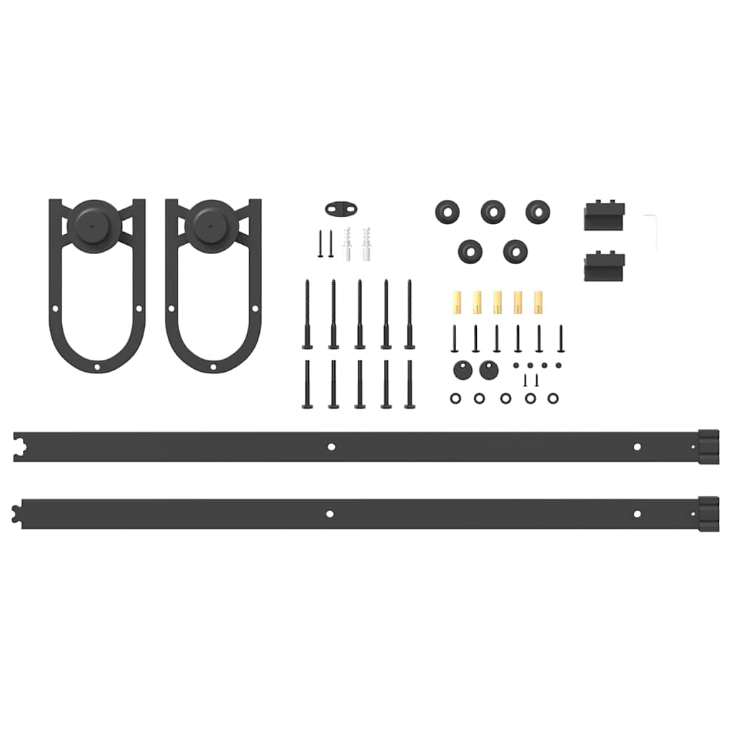Kit di Binari per Porte Scorrevoli 200 cm Acciaio Nero