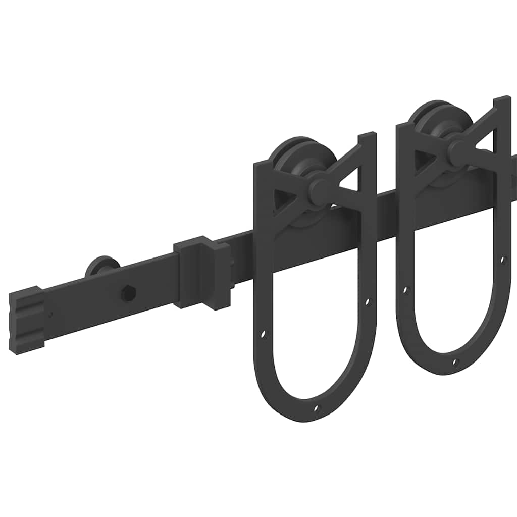 Kit di Binari per Porte Scorrevoli 200 cm Acciaio Nero