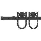 Kit di Binari per Porte Scorrevoli 200 cm Acciaio Nero