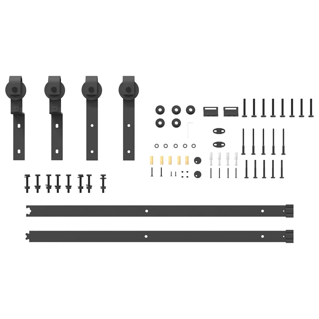 Kit di Binari per Porte Scorrevoli 183 cm Acciaio Nero
