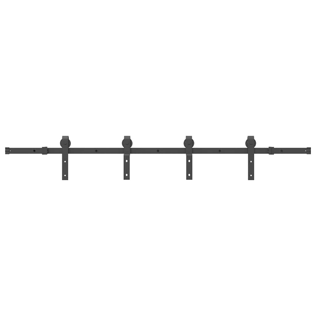 Kit di Binari per Porte Scorrevoli 200 cm Acciaio Nero