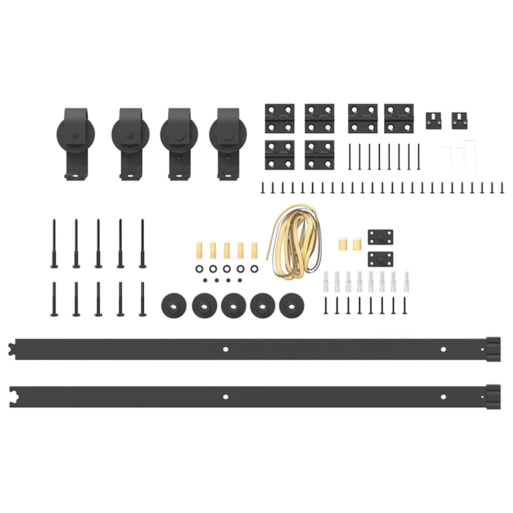 Kit di Binari per Porte Scorrevoli 183 cm Acciaio Nero