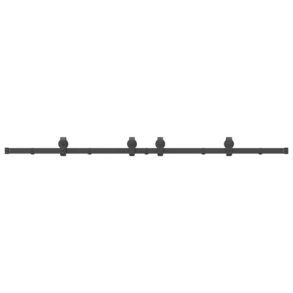 Kit di Binari per Porte Scorrevoli 200 cm Acciaio Nero